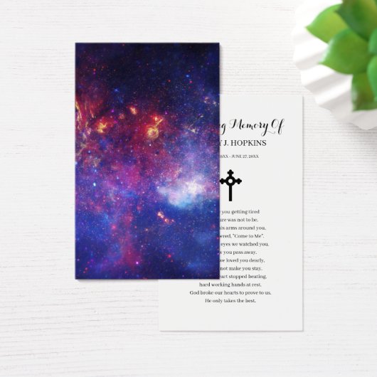 Galaxy Nebula Sympathy Funeral Prayer Card (Desk)
