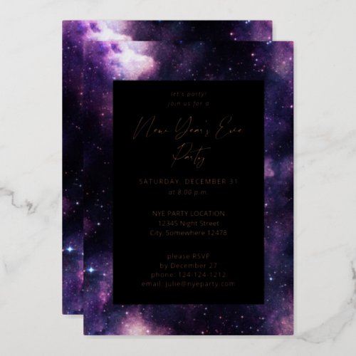 Galaxy New Years Eve Party Foil Invitation