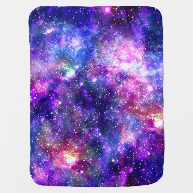 Galaxy Night Print Cosmic Design Baby Blanket (Front)