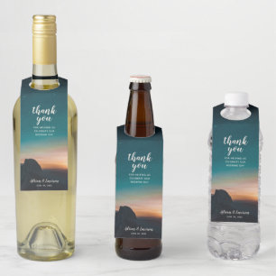 Galaxy Night Sky Stars Mountain Sunrise Wedding Bottle Hanger Tag