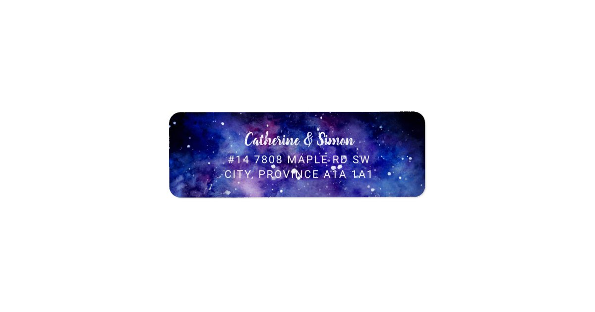 Galaxy Night Sky Stars Watercolor Elegant Painting Label Zazzle Com