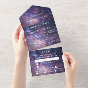 Galaxy Night Sky Wedding Nebula All In One Invitation