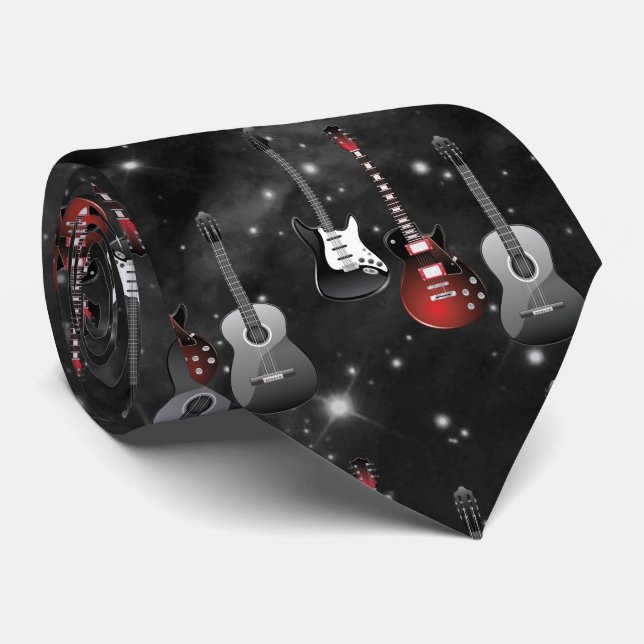 Galaxy of Guitars Neck Tie (Rolled)