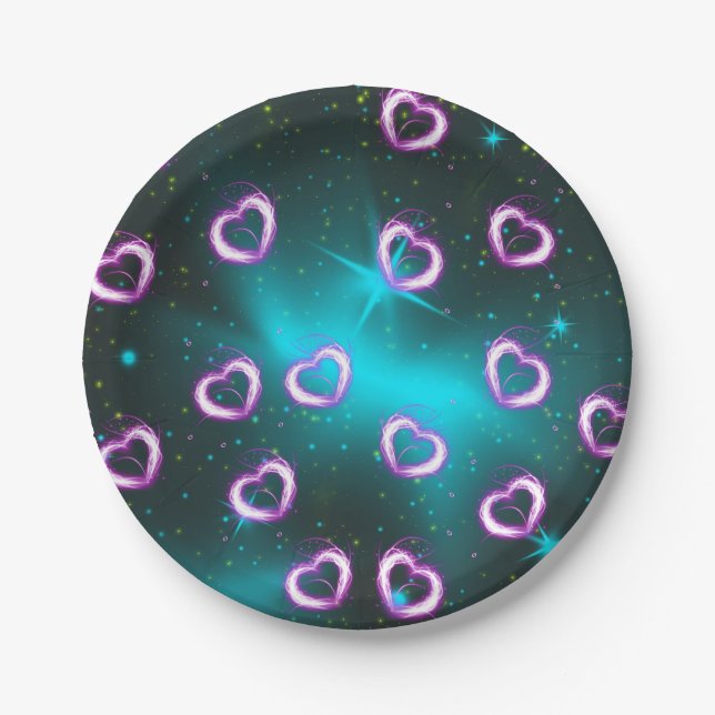 Galaxy of heart paper plates (Front)