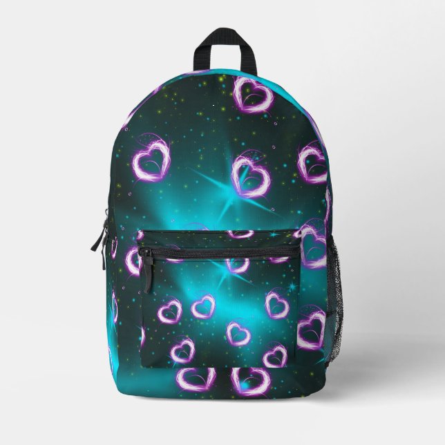 Galaxy of heart printed backpack (Front)