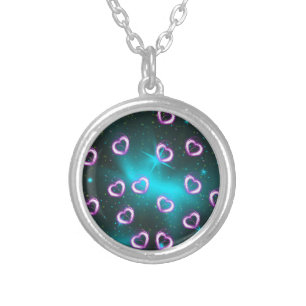 Galaxy of heart silver plated necklace