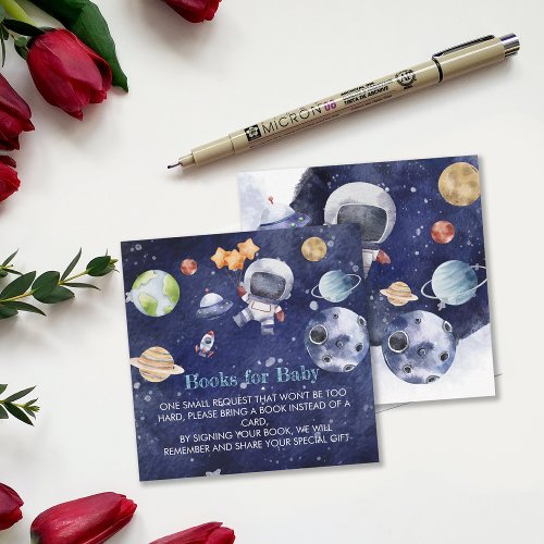 Galaxy Outer Space Baby Shower Book Request Enclosure Card