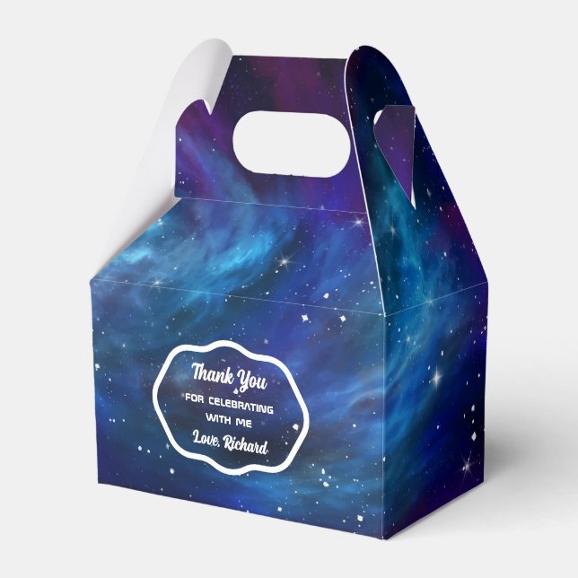 Galaxy Outer Space Birthday Party Favor Boxes (Front Side)