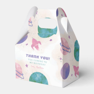Galaxy Outer Space Girly Thank You Birthday Favor Boxes
