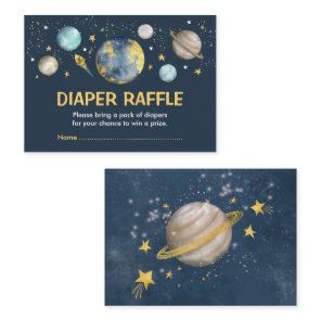Galaxy Outer Space Moon Star Boy Diaper Raffle Enclosure Card
