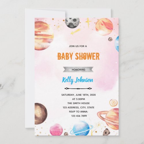 Galaxy outer space shower invitation