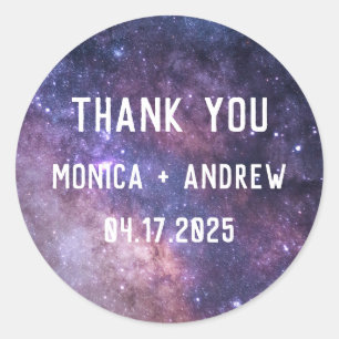 Galaxy Outer Space Stars Starry Thank you Classic Round Sticker