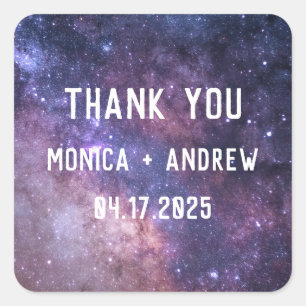Galaxy Outer Space Stars Starry Thank you Square Sticker
