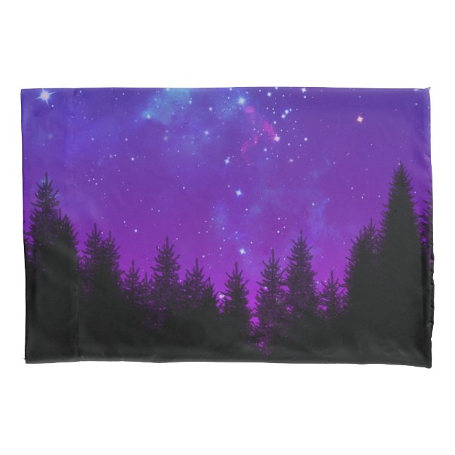 Galaxy Over the Forest at Night Pillow Case (Front)