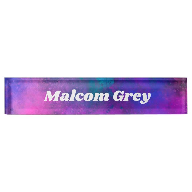 Galaxy Paint Splatter effect  Desk Name Plate (Front)