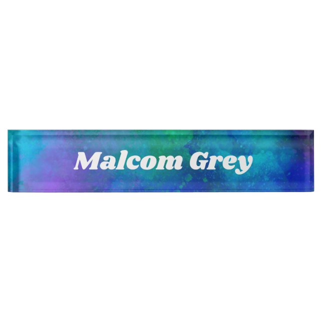 Galaxy Paint Splatter effect  Desk Name Plate (Front)