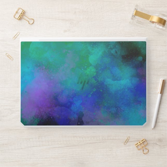 Galaxy Paint Splatter effect  Green & Black   HP Laptop Skin (Desk)