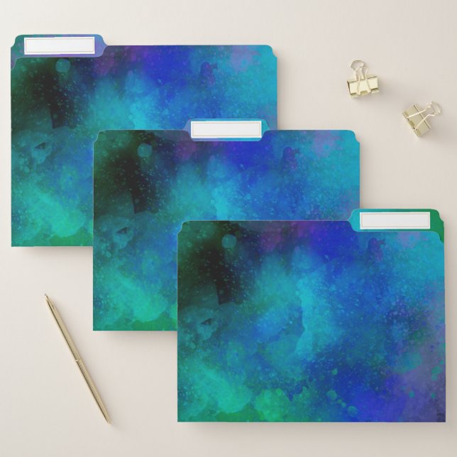 Galaxy Paint Splatter effect Green Blue  File Folder (Set)