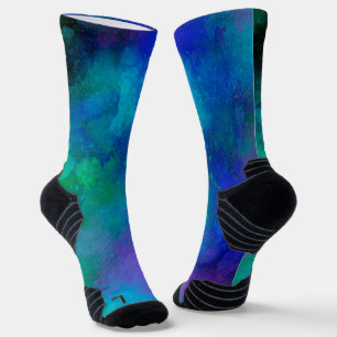 Galaxy Paint Splatter effect Green  Socks