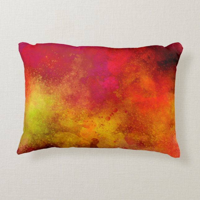 Galaxy Paint Splatter effect Orange Red Accent Pillow (Back)