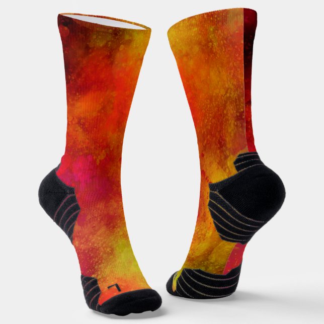 Galaxy Paint Splatter effect Orange  Socks (Angled)