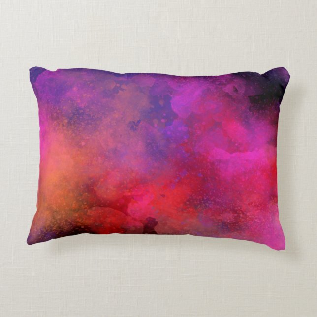 Galaxy Paint Splatter effect pink orange Accent Pillow (Back)