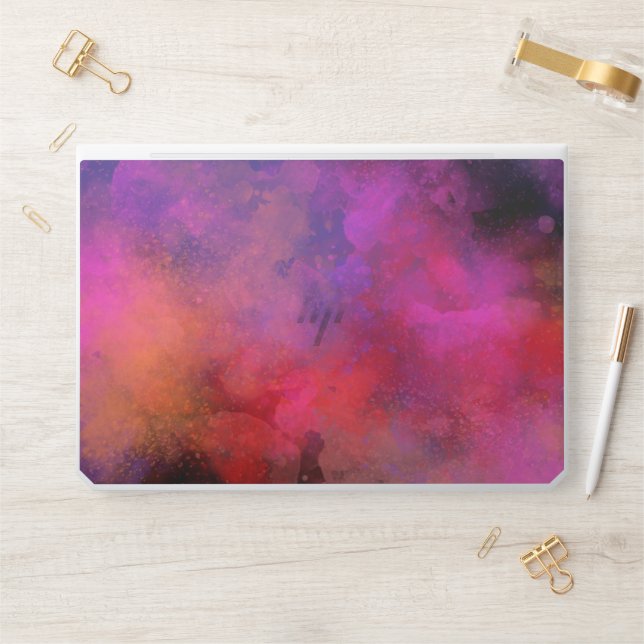 Galaxy Paint Splatter effect  Pink & Purple HP Laptop Skin (Desk)
