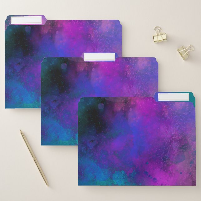Galaxy Paint Splatter effect Purple Blue  File Folder (Set)