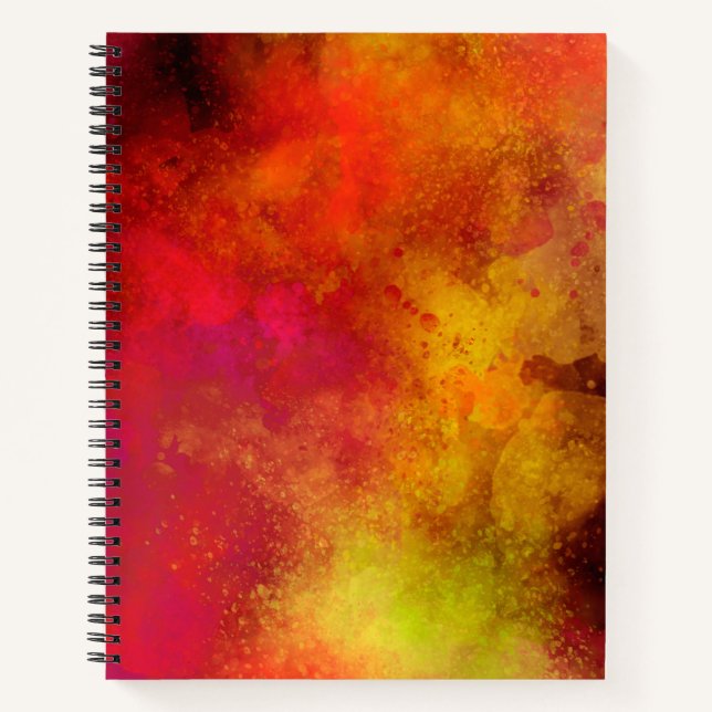 Galaxy Paint Splatter effect yellow orange red  Notebook (Front)