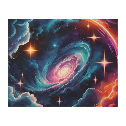 Galaxy Painting Art Print Wood Wall Art 