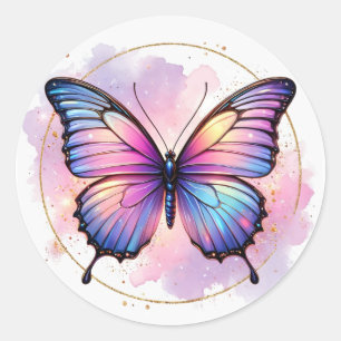 Galaxy Pastel Butterfly Splash Classic Round Sticker