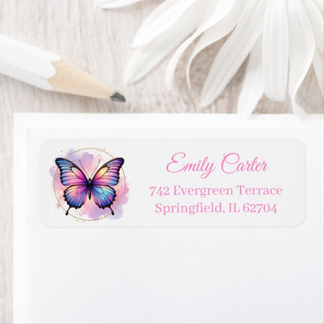 Galaxy Pastel Butterfly Splash Return Address Label (Insitu)