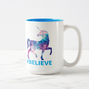 Galaxy Pattern Unicorn Believe Design Two-Tone Coffee Mug