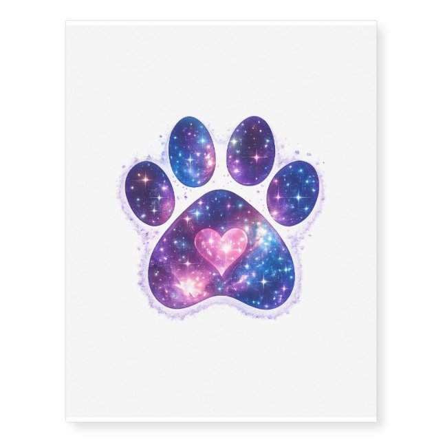 Galaxy Paw Heart Temporary Tattoo Design (Front)