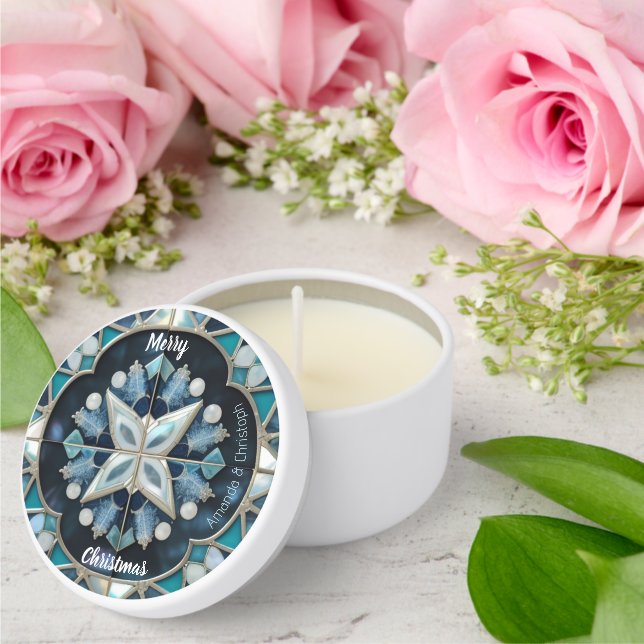 Galaxy pearl Winter inspired blue aesthetic Mini Candle Favors (Insitu (Wedding))