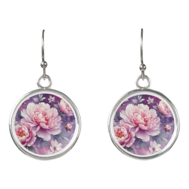 Galaxy Peony Earrings (Front)
