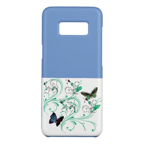 Galaxy Phone Case Vine  Butterflies Blue