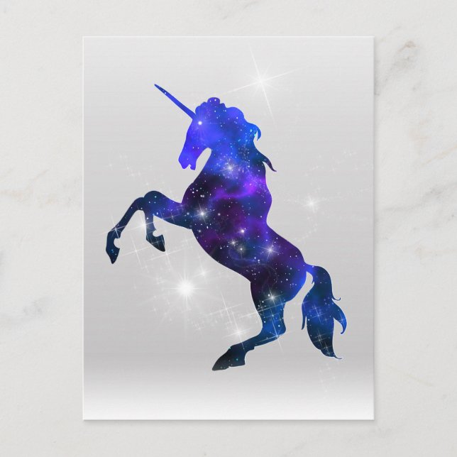 Galaxy pink beautiful unicorn sparkly image postcard (Front)