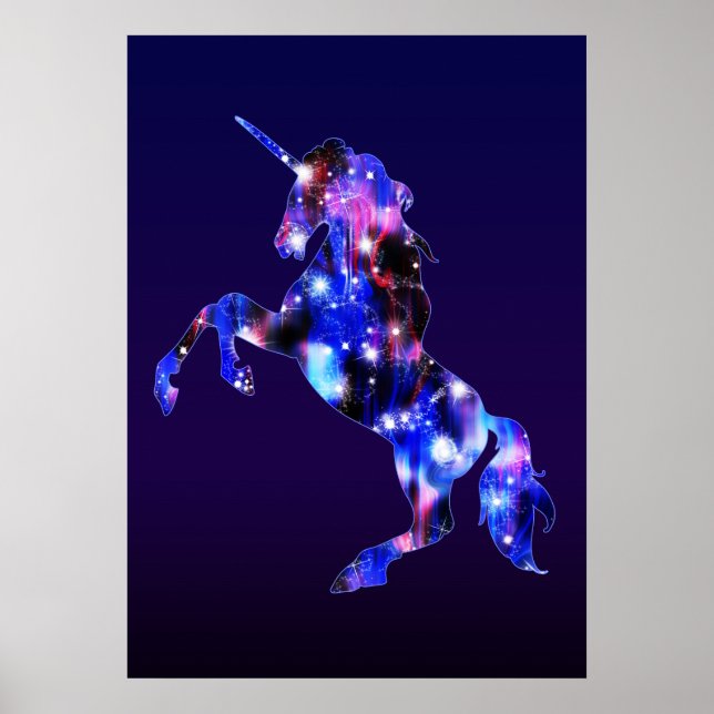 Galaxy pink beautiful unicorn sparkly image poster (Front)
