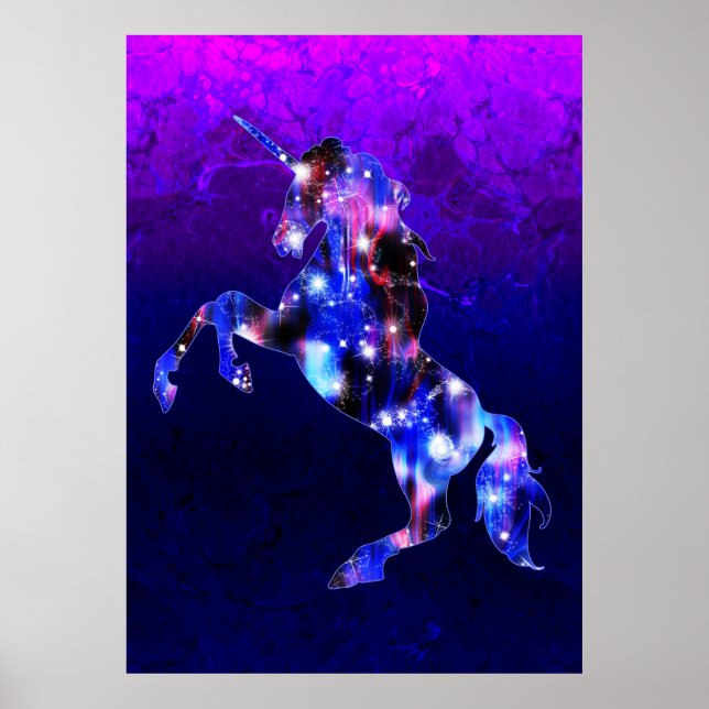Galaxy pink beautiful unicorn sparkly image poster (Front)