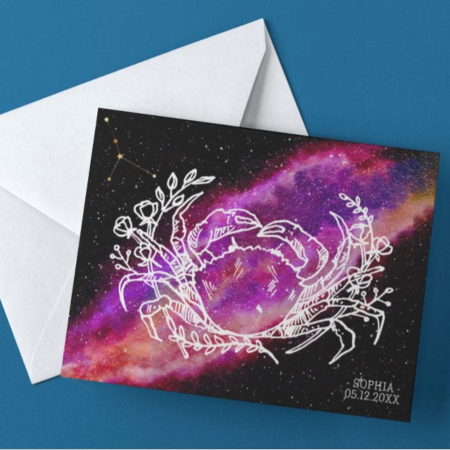 Galaxy Pink Cancer Constellation Zodiac Sign Postcard (Creator Uploaded)