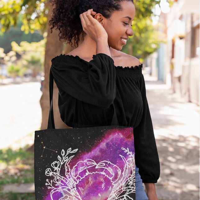 Galaxy Pink Cancer Constellation Zodiac Sign Tote Bag (Creator Uploaded)
