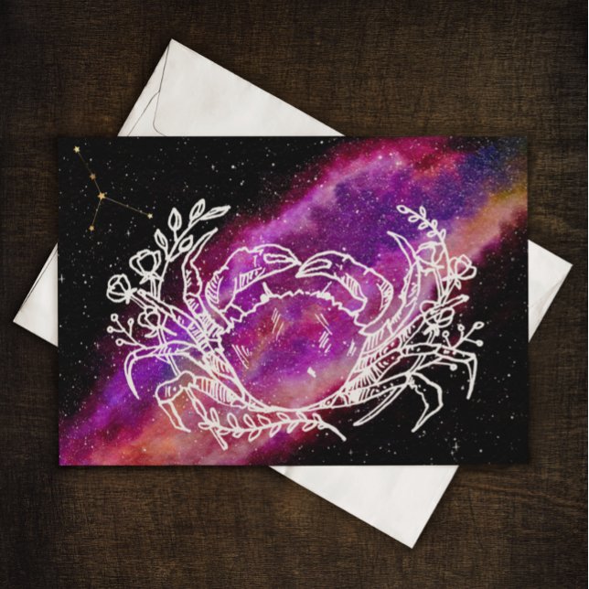 Galaxy Pink Cancer Zodiac Constellation Sign Card (Creator Uploaded)