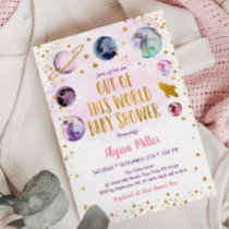 Galaxy Pink Gold Baby Shower Invitation