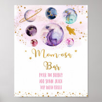 Galaxy Pink Gold Baby Shower Mom-osa Bar Poster