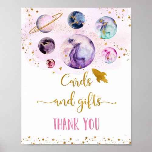 Galaxy Pink Gold Cards  Gifts Birthday Sign