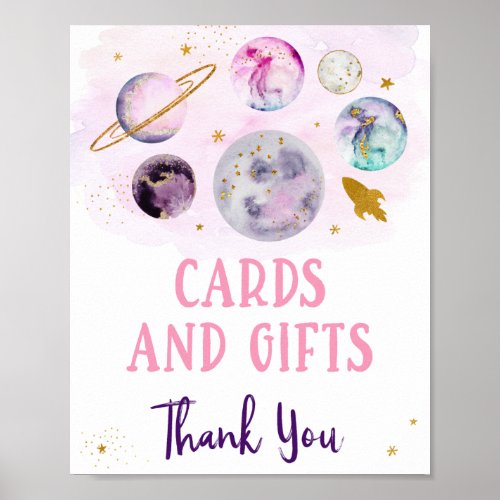 Galaxy Pink Gold Cards  Gifts Birthday Sign