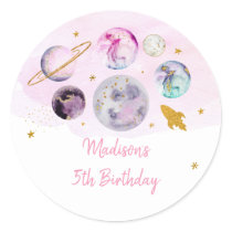 Galaxy Pink Gold Outer Space Birthday Classic Round Sticker