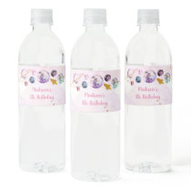Galaxy Pink Gold Outer Space Birthday Water Bottle Label