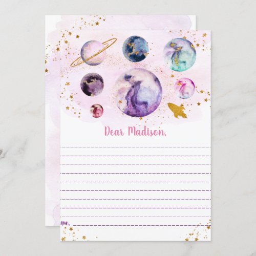 Galaxy Pink Gold Space Birthday Time Capsule Cards